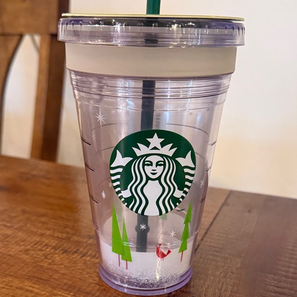 Starbucks Cup create your own cold cup with Green Straw and Tree Design - Picture 4 of 4